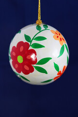 White sphere with flowers, christmas decoration