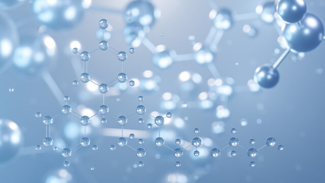 hydroxyzine molecular structure 3d, flat model, anxiolytics, structural chemical formula view from a microscope