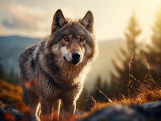 Wolf in its Natural Habitat, Wildlife Photography, Generative AI - Powered by Adobe