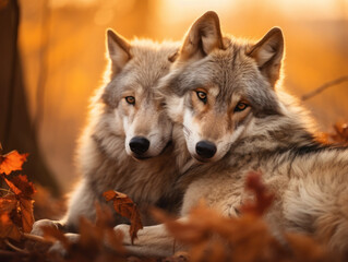 Obraz premium Wolf in its Natural Habitat, Wildlife Photography, Generative AI