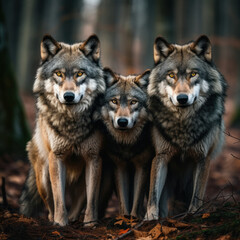 Naklejka na ściany i meble Wolf in its Natural Habitat, Wildlife Photography, Generative AI