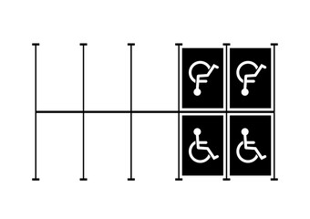 Handicapped Parking Area. Disabled Parking Space. Wheelchair Parking Space for Disabled People. Vector Illustration. 