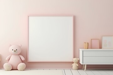 Mock up frame in unisex children room interior background. generative AI
