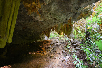 Caverns of the Tiger Cave Temple (Wat Tham Sua) where buddhist monks retreat to meditate in the jungle of Krabi in the south of Thailand