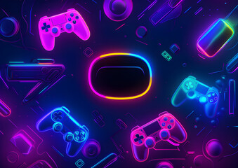 Gaming background with playful neon colours