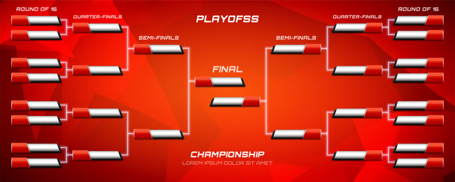 The schedule of football tournament matches. Playoffs table. Vector template for your design.