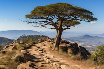 A stunning aerial view of the vast Serengeti National Park in Tanzania, showcasing the endless savannah plains, scattered acacia trees, and diverse wildlife roaming freely | ACTORS: None | LOCATION TY