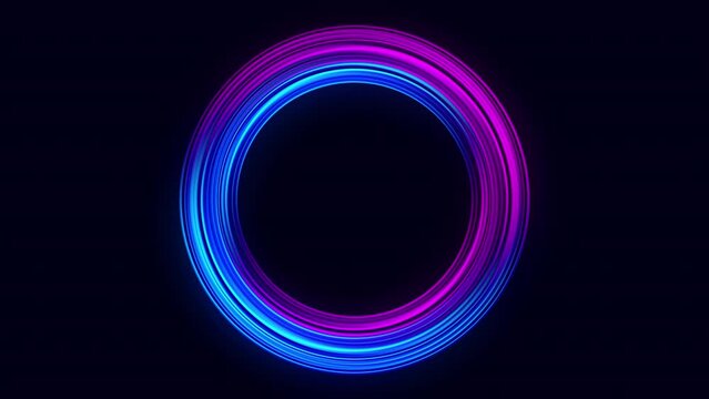 Blue and purple glowing circle.energy hole,vortex flow.glow portal,circle rotation.blue and purple background.neon lights.
