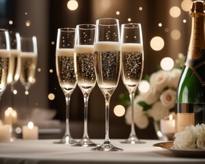sparkling champagne flute, bubbles rising, capturing the moment of celebration.