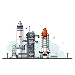 Obraz premium Kennedy Space Center. Kennedy Space Center hand-drawn comic illustration. Vector doodle style cartoon illustration