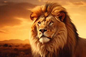 Portrait of a strong and confident Leo at sunset