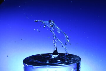 water splash on blue background
