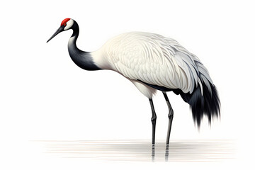 Fototapeta premium Red-crowned Crane white background
