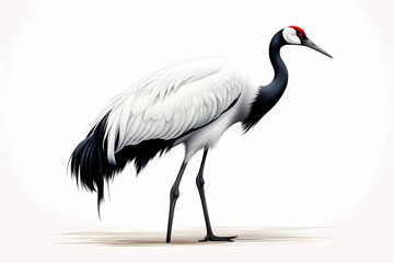 Red-crowned Crane white background
