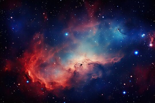 Nebula and galaxies in space. Elements of this image furnished by NASA, detailed image of a galaxy with a stunning array of vibrant, red and blue colors. The Milky Way, AI Generated