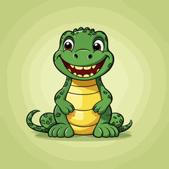 Alligator. Alligator hand-drawn comic illustration. Cute vector doodle style cartoon illustration.