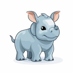 Rhinoceros. Rhino hand-drawn comic illustration. Cute vector doodle style cartoon illustration.
