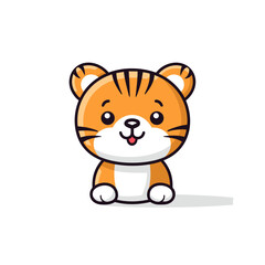 Tiger. Tiger hand-drawn comic illustration. Cute vector doodle style cartoon illustration.