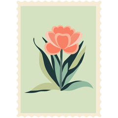 Postage stamp with flowers