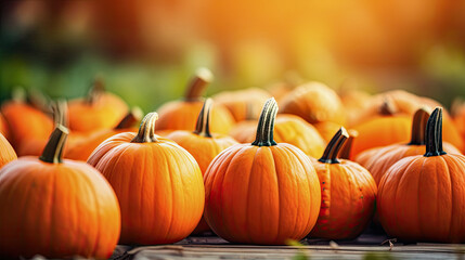 Halloween pumpkin and pumpkins background, generative ai