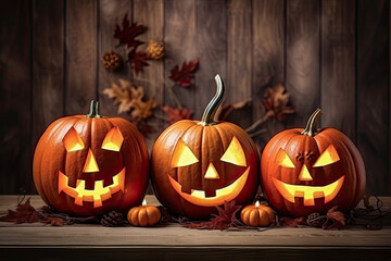 Halloween pumpkin and candles, jack o lantern, generative ai
