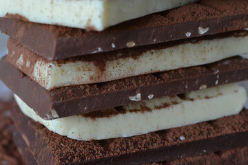 Different types of chocolate lie on top of each other