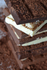 chocolate bars with cocoa powder