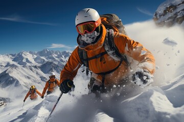 skier skiing in extreme winter