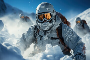 Fototapeta na wymiar skier skiing in extreme winter