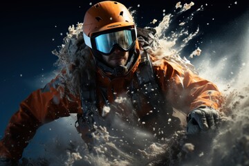 Obraz premium skier skiing in extreme winter