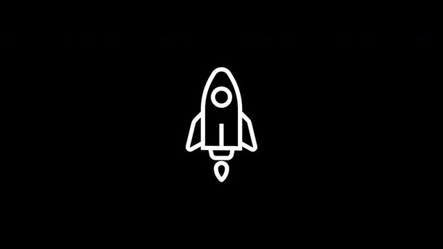 rocket line icon animation.4K video animation.