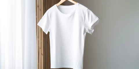Foto op Canvas branding ropa de hombre, mockup camiseta blanca algodón buena calidad, camisa fondo negro © Loktor