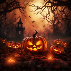 Pumpkin Halloween background orange tone design for Halloween 31 October.
