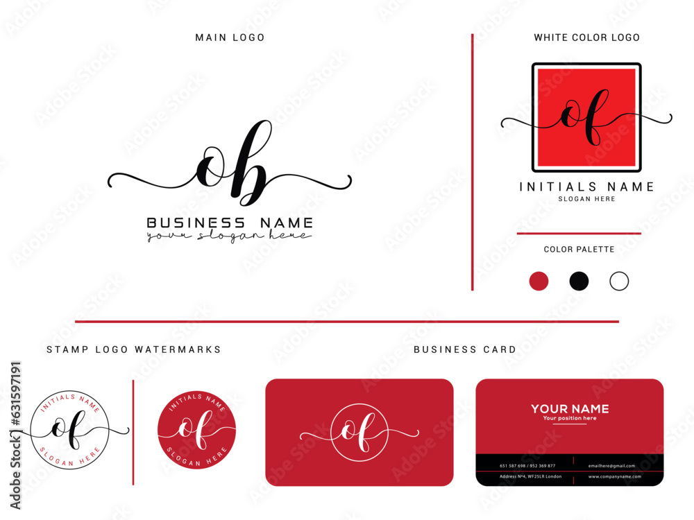 Wall mural Minimal OB Signature Luxury Logo, Calligraphy Ob b o Logo Letter For Your Business