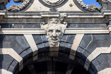 18th century triumphal arch Porta Garibaldi, Catania, Sicily, Italy - obrazy, fototapety, plakaty