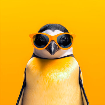 Emperor penguin wearing sunglasses. AI Generative