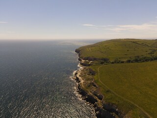 Jurassic hills, cliffs and rocks along the iconic Dorset coastline, near Winspit Quarry.