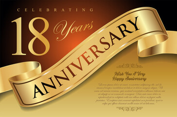 Golden Anniversary certificate or background vector illustration 18 years 
