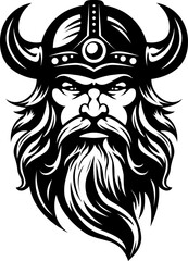 Viking emblem. Mascot celtic warrior illustration isolated on white. Image of man portrait for company use or tattoo.