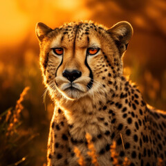 Obraz na płótnie Canvas Cheetah in its Natural Habitat, Wildlife Photography, Generative AI