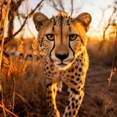 Cheetah in its Natural Habitat, Wildlife Photography, Generative AI