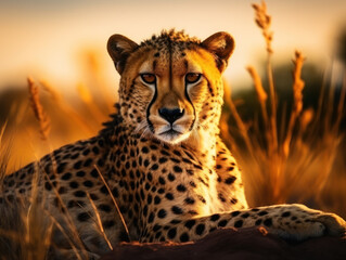 Cheetah in its Natural Habitat, Wildlife Photography, Generative AI