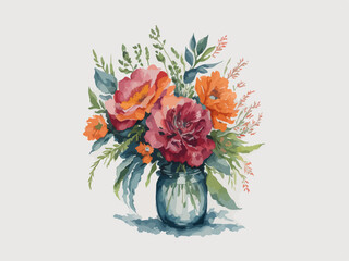 bouquet of flowers watercolor vector illustration ai generated 