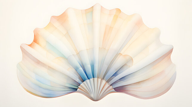 Nature's Masterpiece: Smooth, Symmetrical Seashell in Watercolor Style!