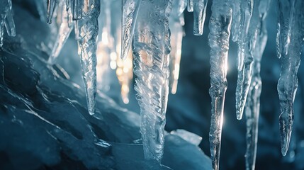 Amazing Shot of the Stalagtite inside an Ice Cave.