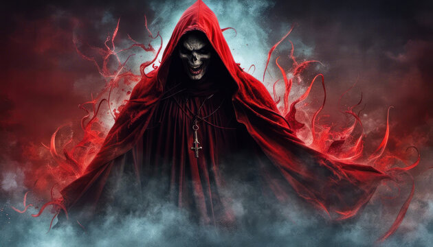 Halloween monster with cloak and copy space