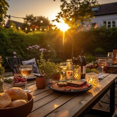Dinner in the garden on the table