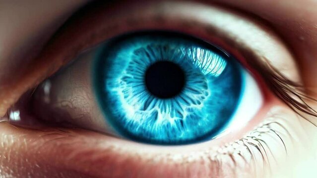 Cinemagraph of blue color eyeball with the part of the eye moving