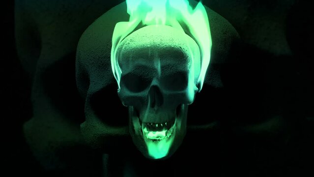 Scary Skull With Green Fire Voodoo Scene