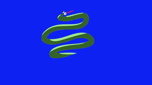 Animation loop video cartoon snake on blue screen background , remove blue background use software editing what you using